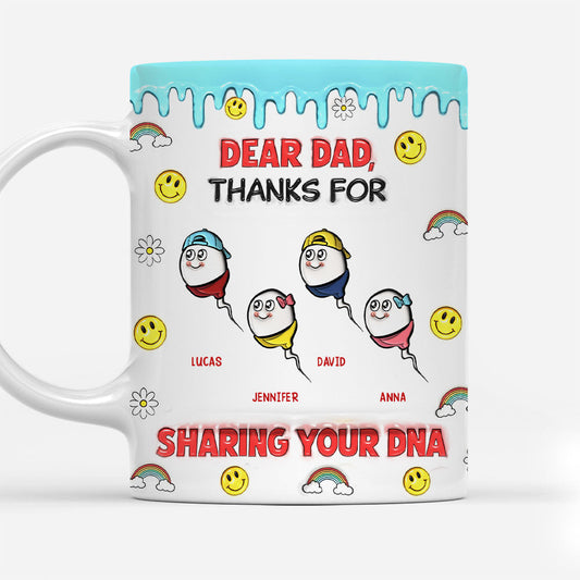Dear Dad Thanks For Sharing - Personalized Custom 3D Inflated Effect Mug