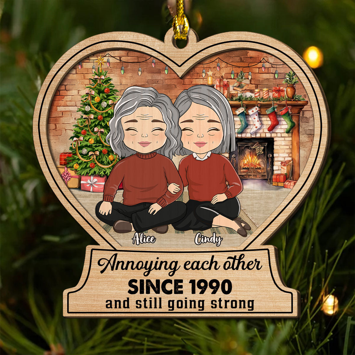Annoying Each Other And Still Going Strong - Personalized Custom 2-Layered Wood Ornament