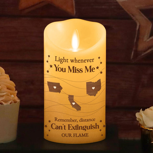 Distance Can Not Extinguish Our Flame - Personalized Custom LED Candle