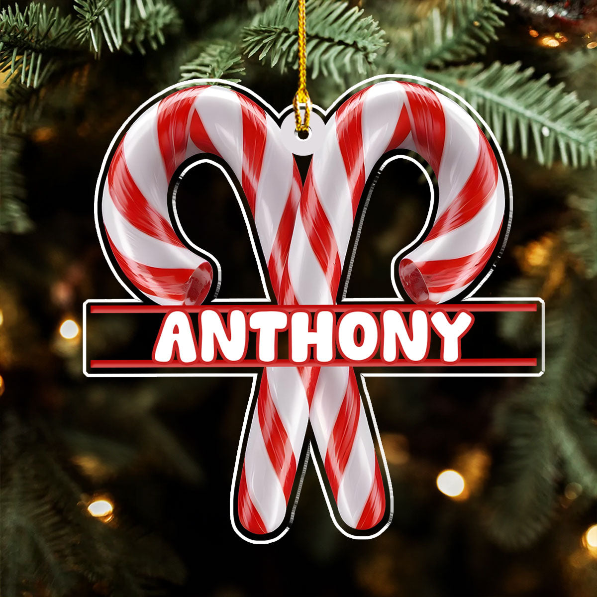Candy Cane - Personalized Custom Acrylic Ornament