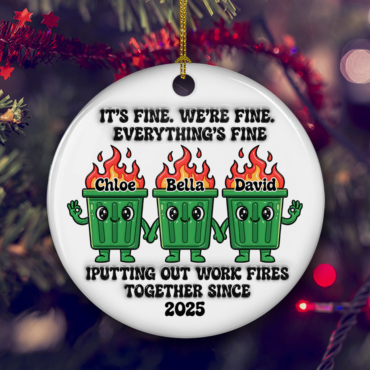 Funny Teamwork - Personalized Custom 3D Effect Ceramic Ornament 