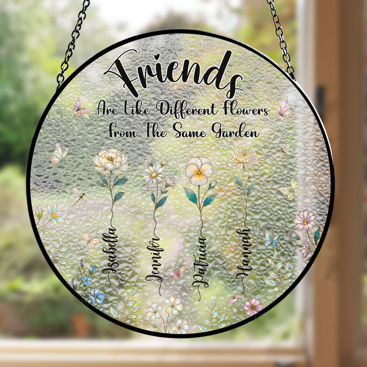 The Garden Of Besties - Personalized Custom Window Hanging Suncatcher