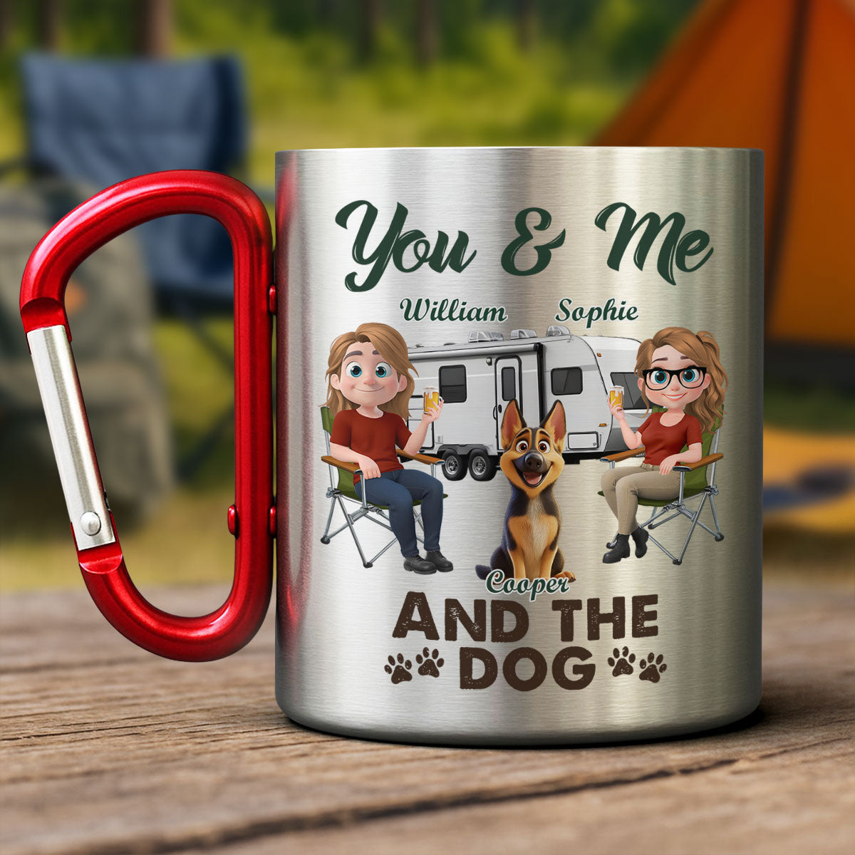 You & Me And The Dog - Personalized Custom Carabiner Mug