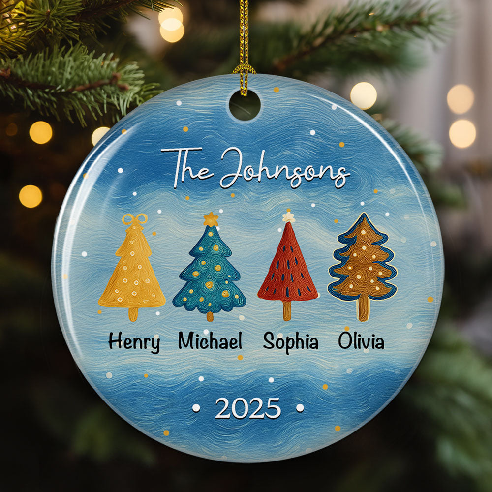 Family Christmas Joy - Personalized Custom Ceramic Ornament