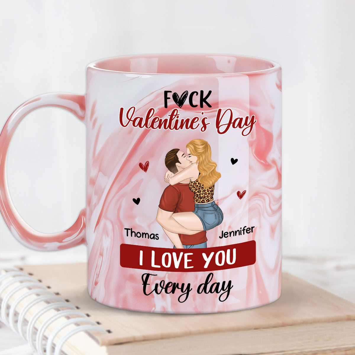 I Love You Every Day - Personalized Custom Pink Marble Mug