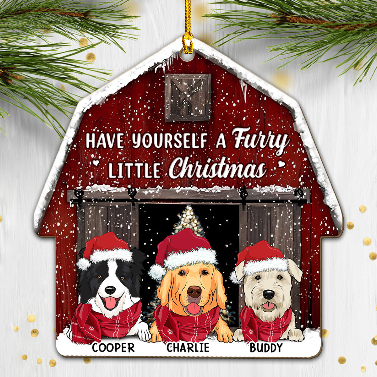 A Furry Little Christmas - Personalized Custom Wood Ornament