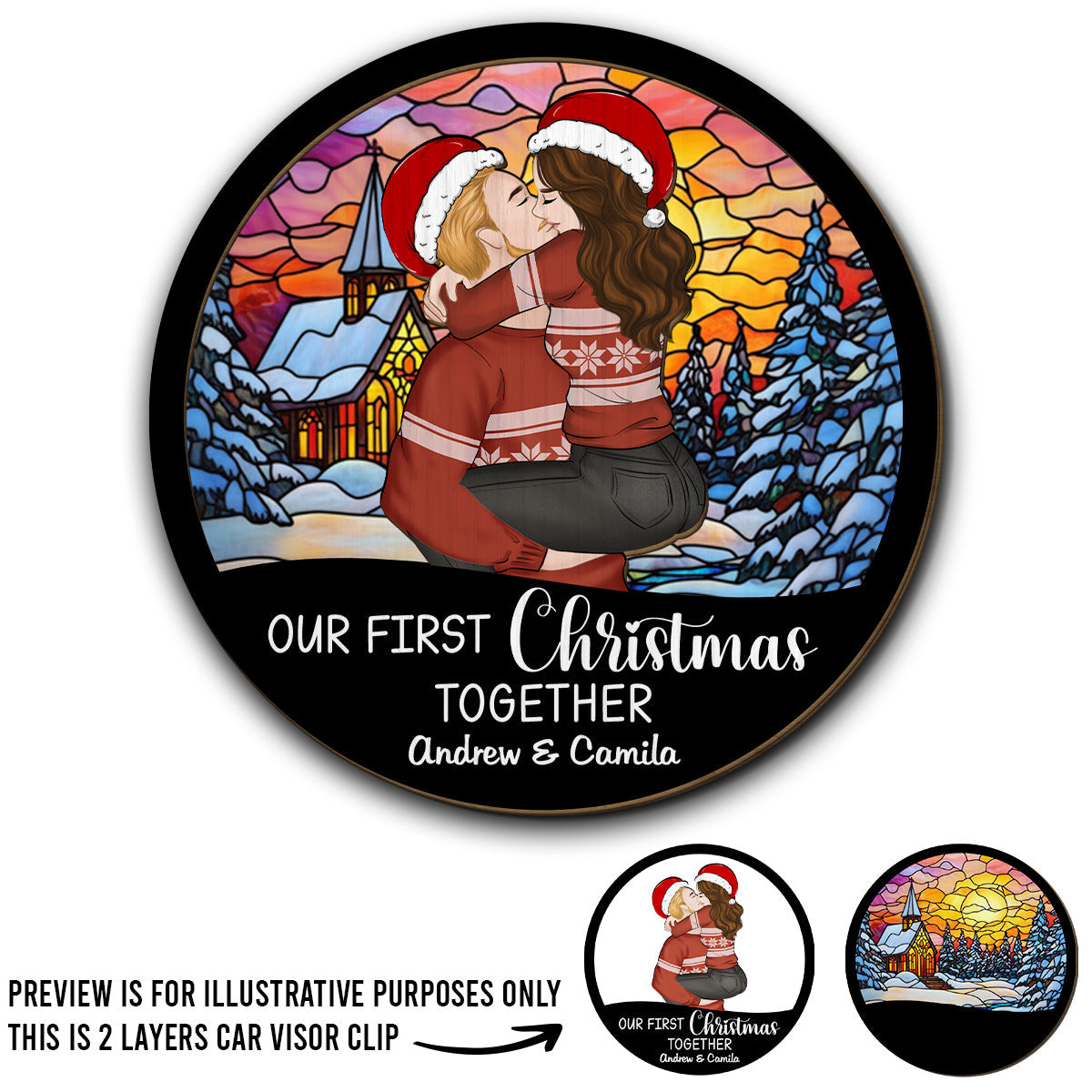 Our First Christmas Together  - Personalized Custom Car Visor Clip