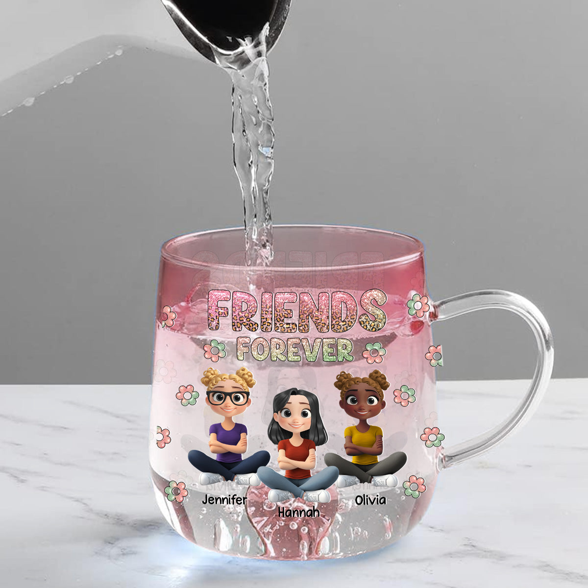 Always My Bestfriend - Personalized Custom Pink Gradient Glass Mug