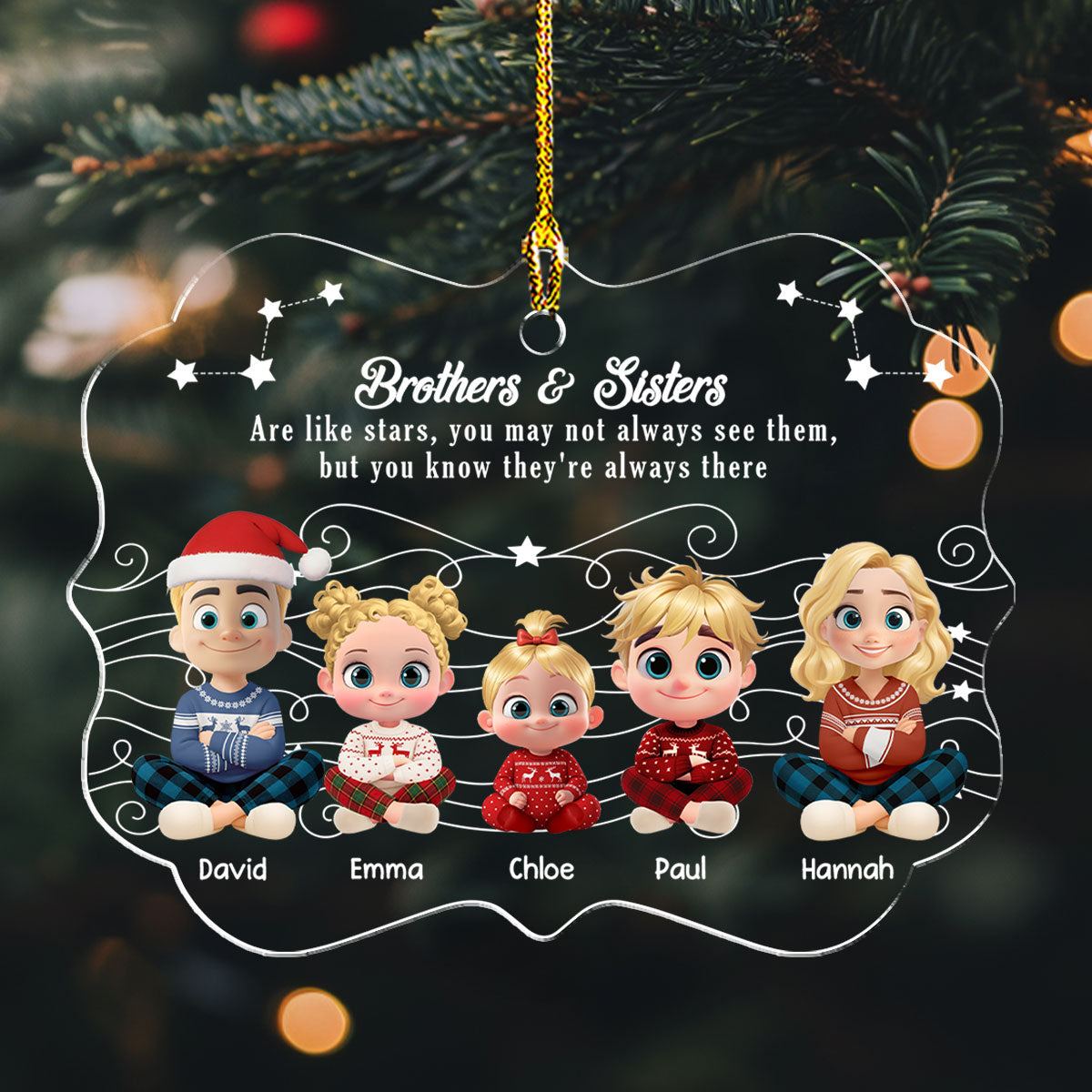 Siblings Are Like Bright Stars - Personalized Custom Acrylic Ornament