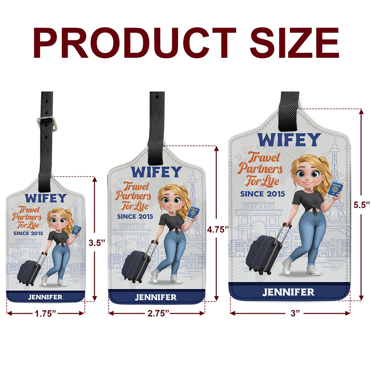 Traveling Couple Cartoonize - Personalized Custom Luggage Tag