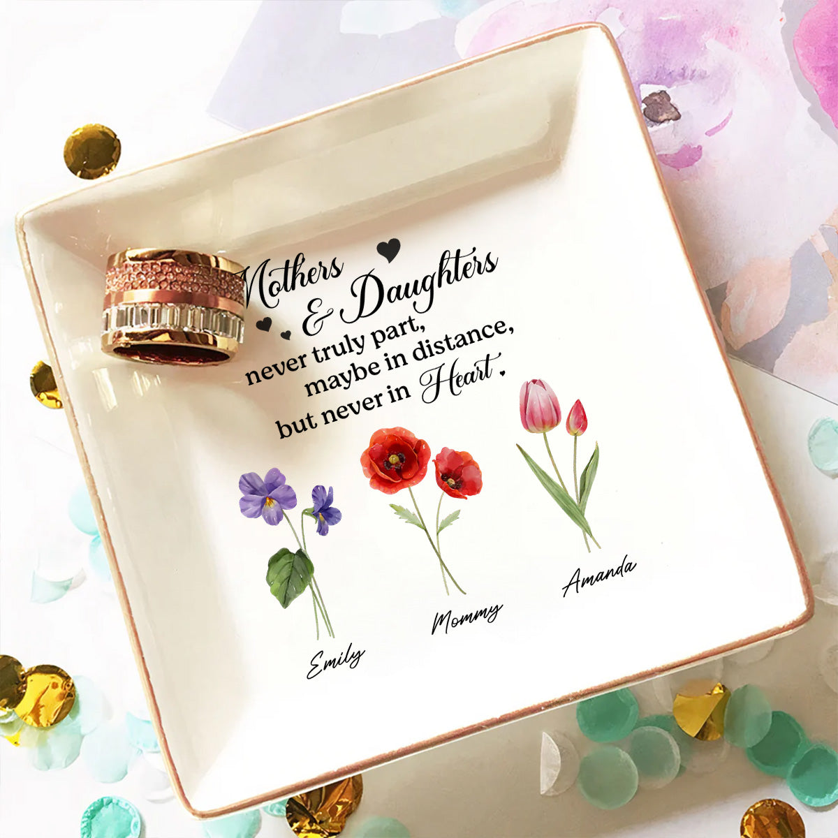 Mother And Daughter - Personalized Custom Jewelry Dish