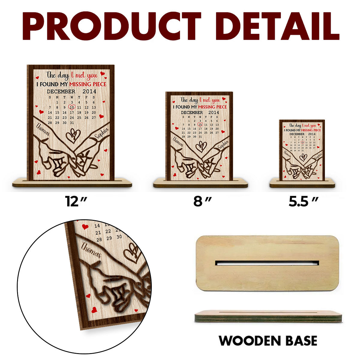 I Found You - Personalized Custom 2-Layer Wood Plaque With Flat Base