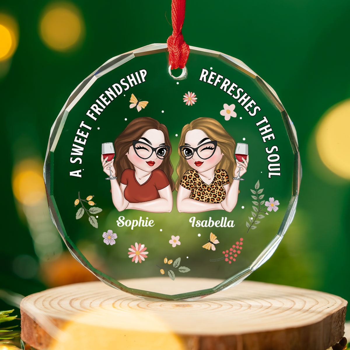 Sweety Friendship - Personalized Custom Glass Ornament