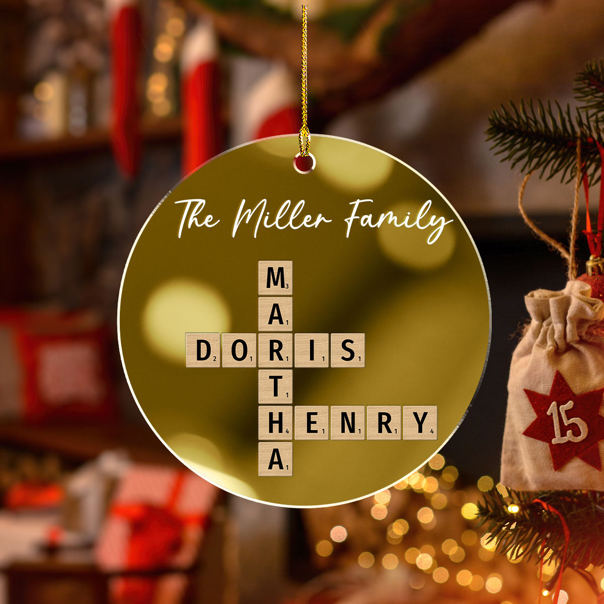 Family Besties Coworker Crossword Art - Personalized Custom Mirrored Acrylic Ornament