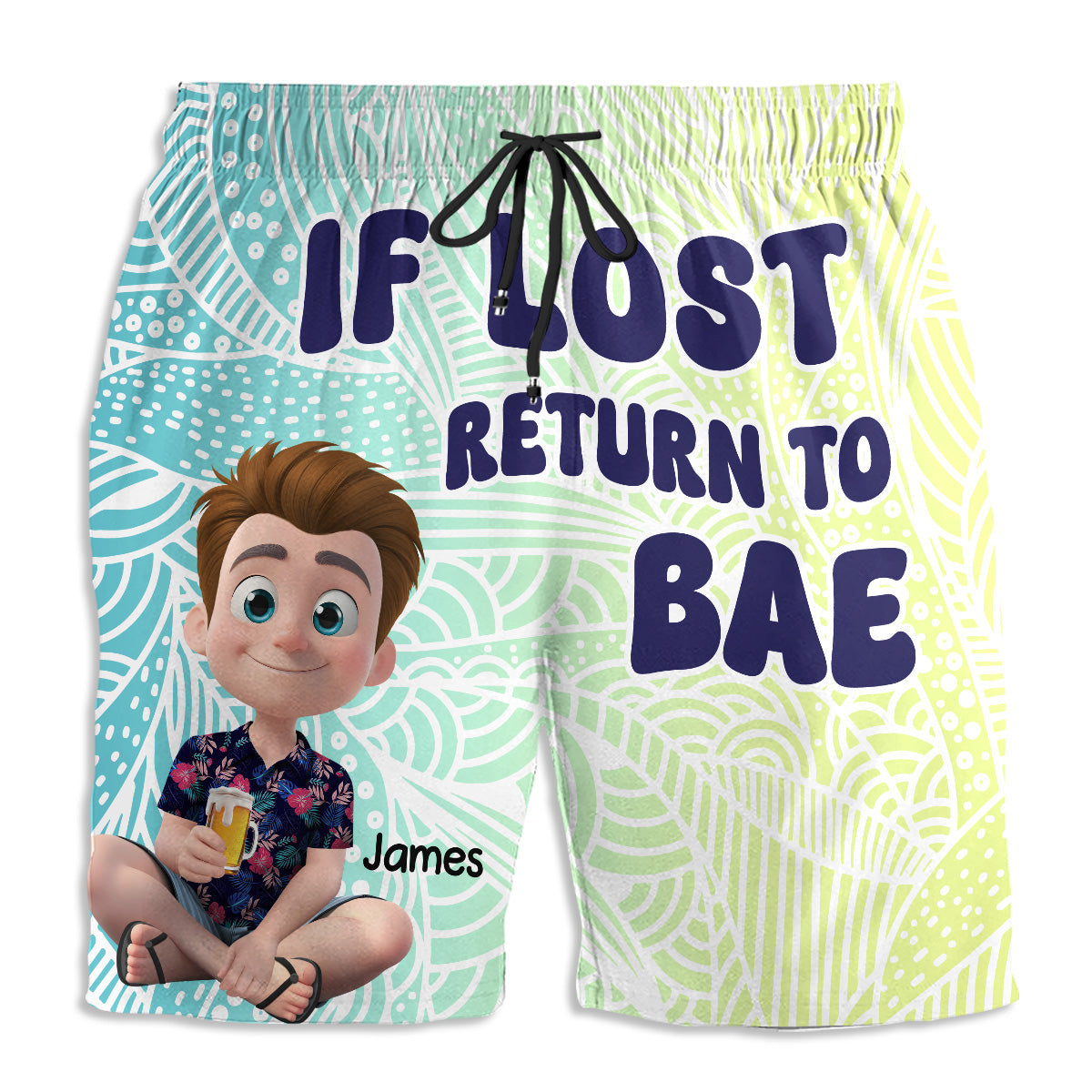 If Lost Return To Bae - Personalized Custom Couple Beach Shorts