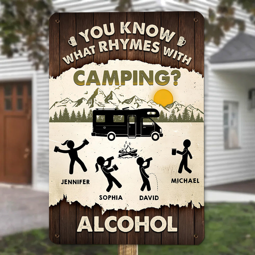 Camping Pairs Well With Booze - Personalized Custom Metal Sign