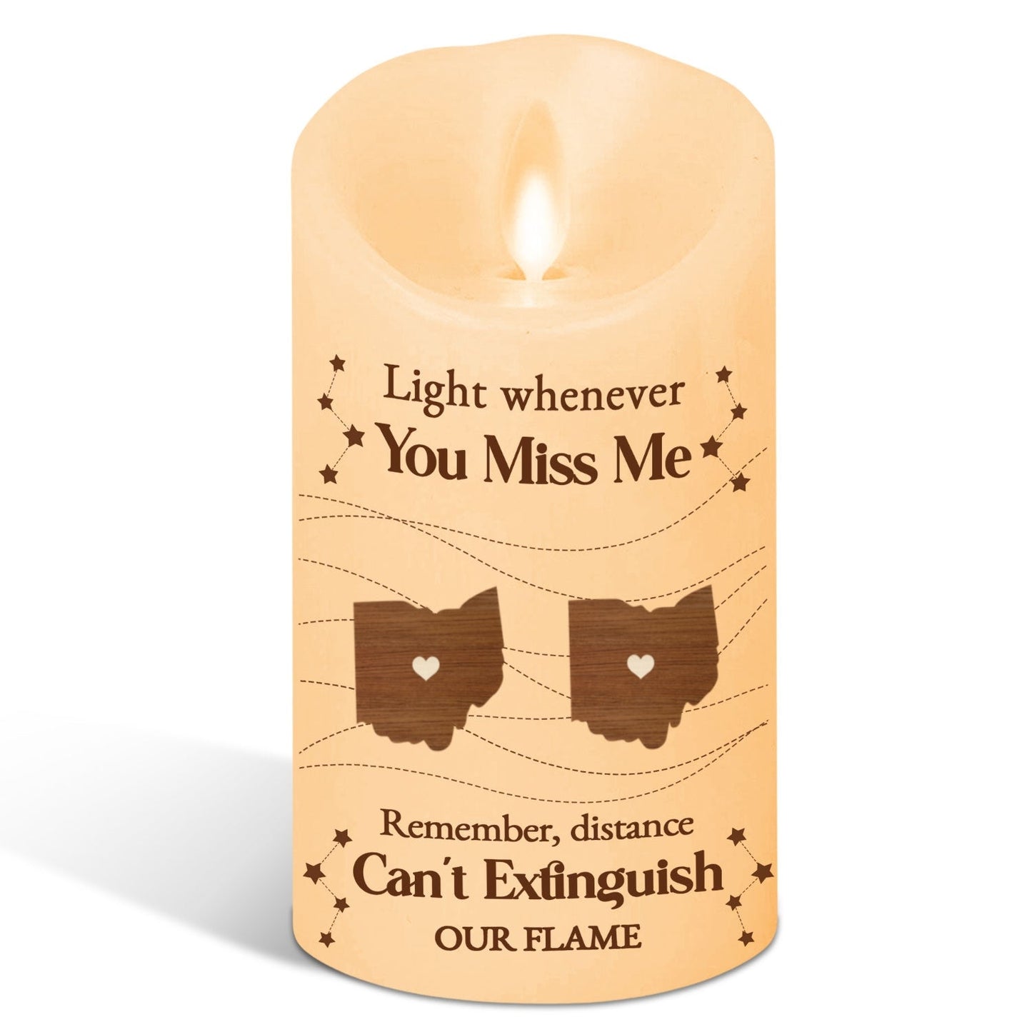 Distance Can Not Extinguish Our Flame - Personalized Custom LED Candle