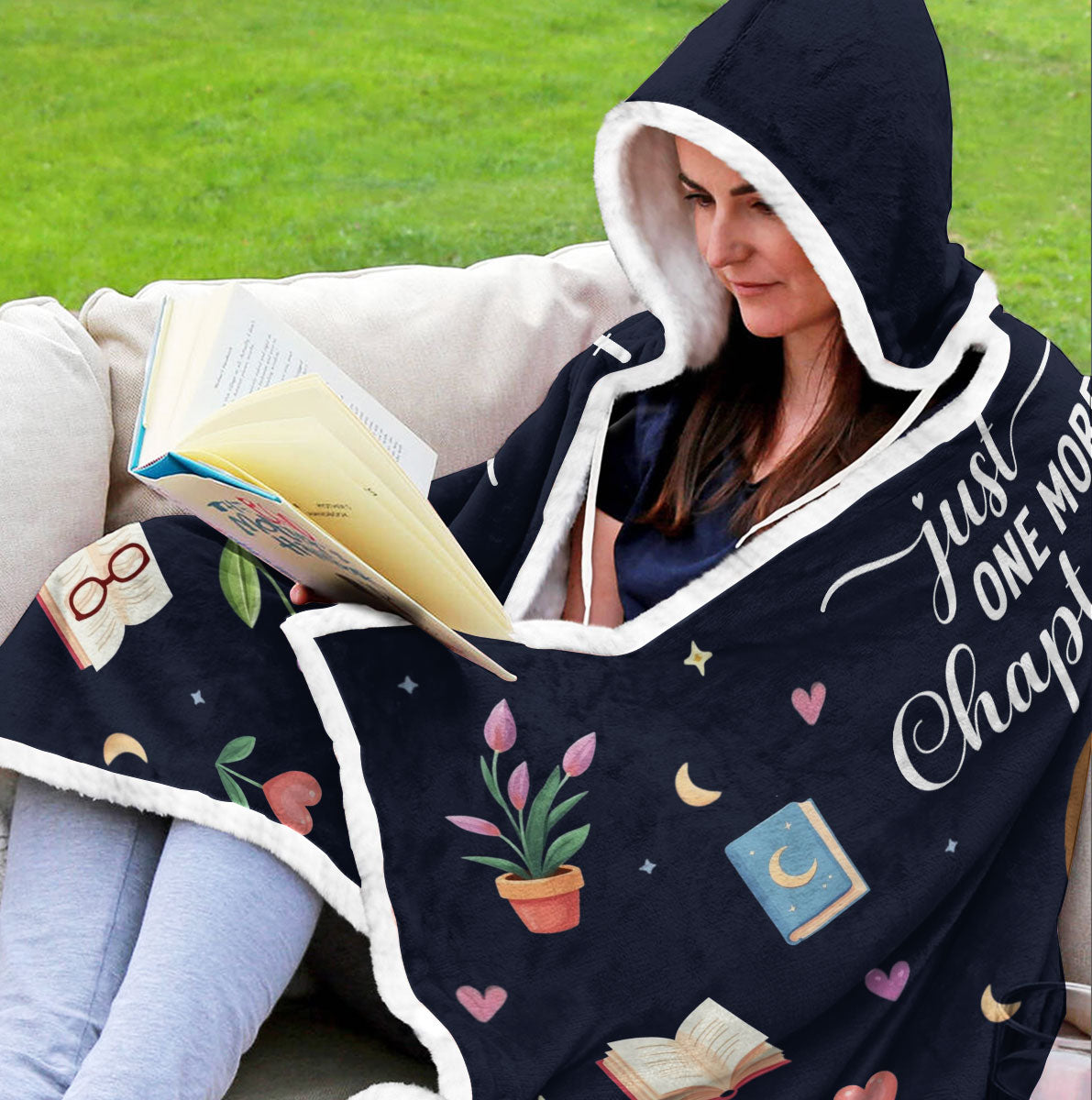 Just One More Chapter - Personalized Custom Hooded Blanket