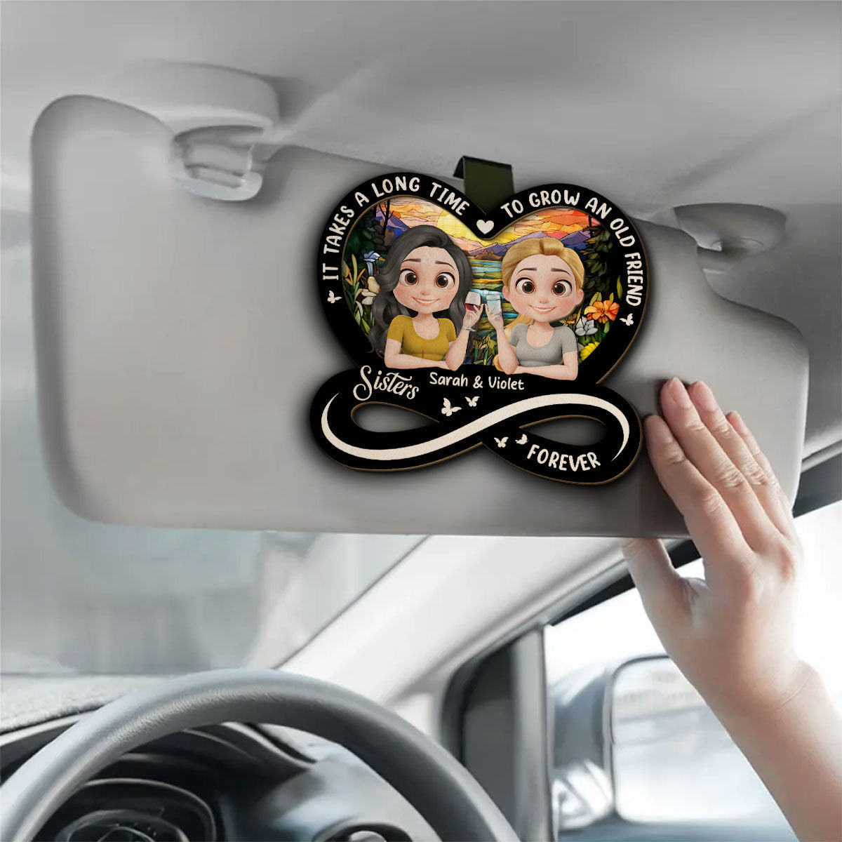 It Takes A Long Time Cartoonize - Personalized Custom Car Visor Clip