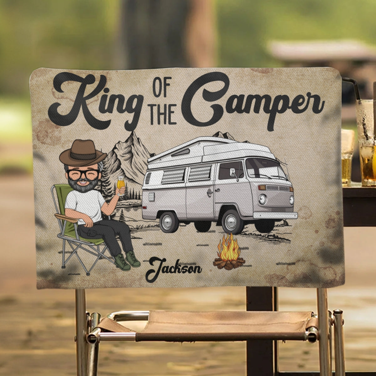 King Queen Of The Camper -  Personalized Custom Camping Chair Cover