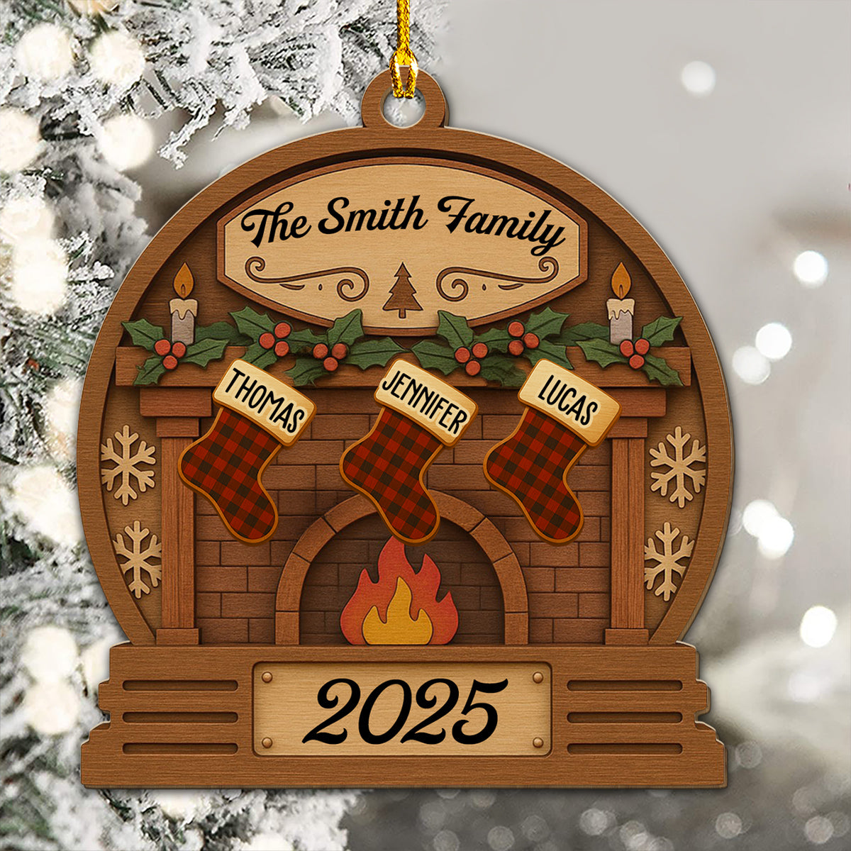 Christmas Eve Stockings - Personalized Custom Wood Ornament