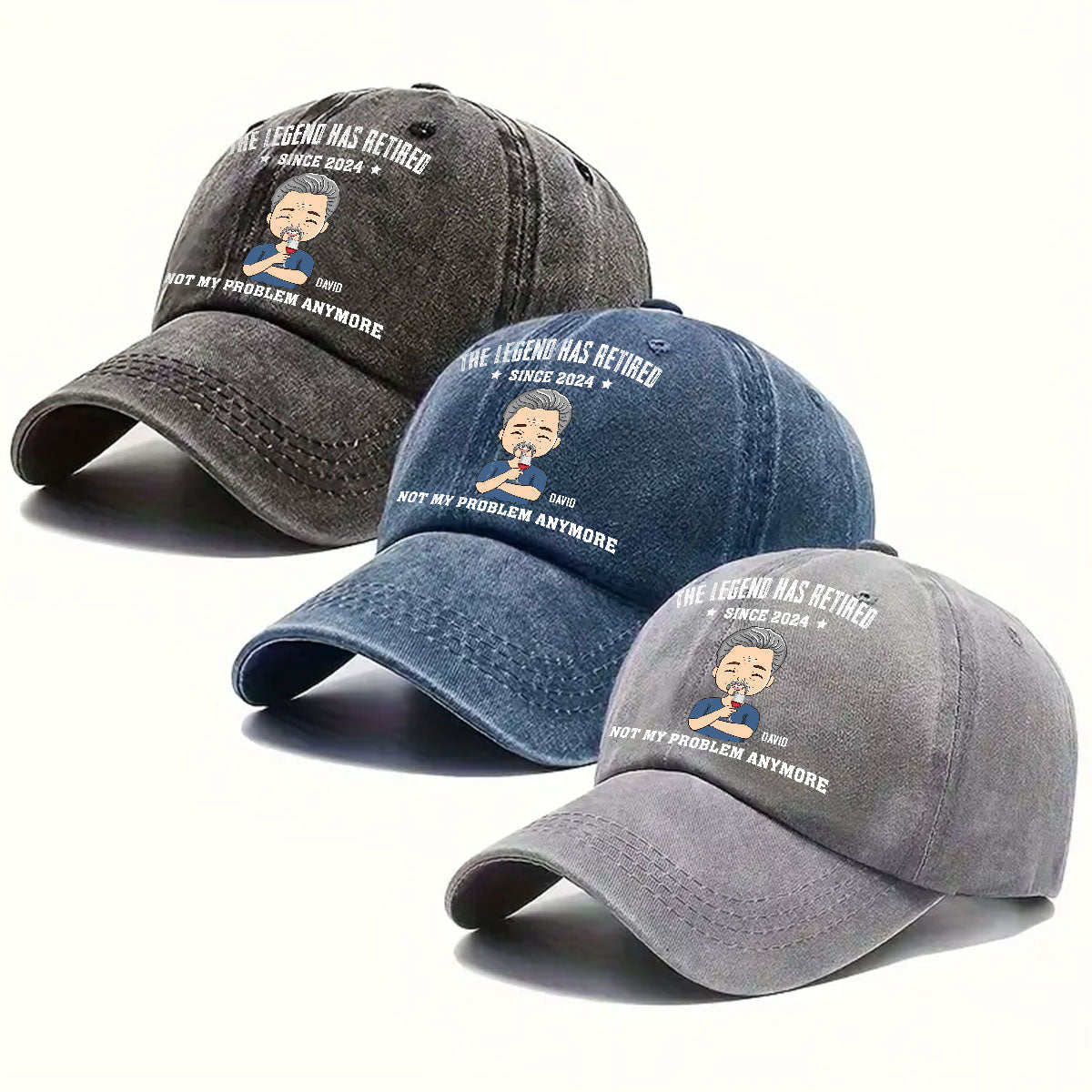 Lengend Has Retired - Personalized Custom Vintage Washed Denim Cap