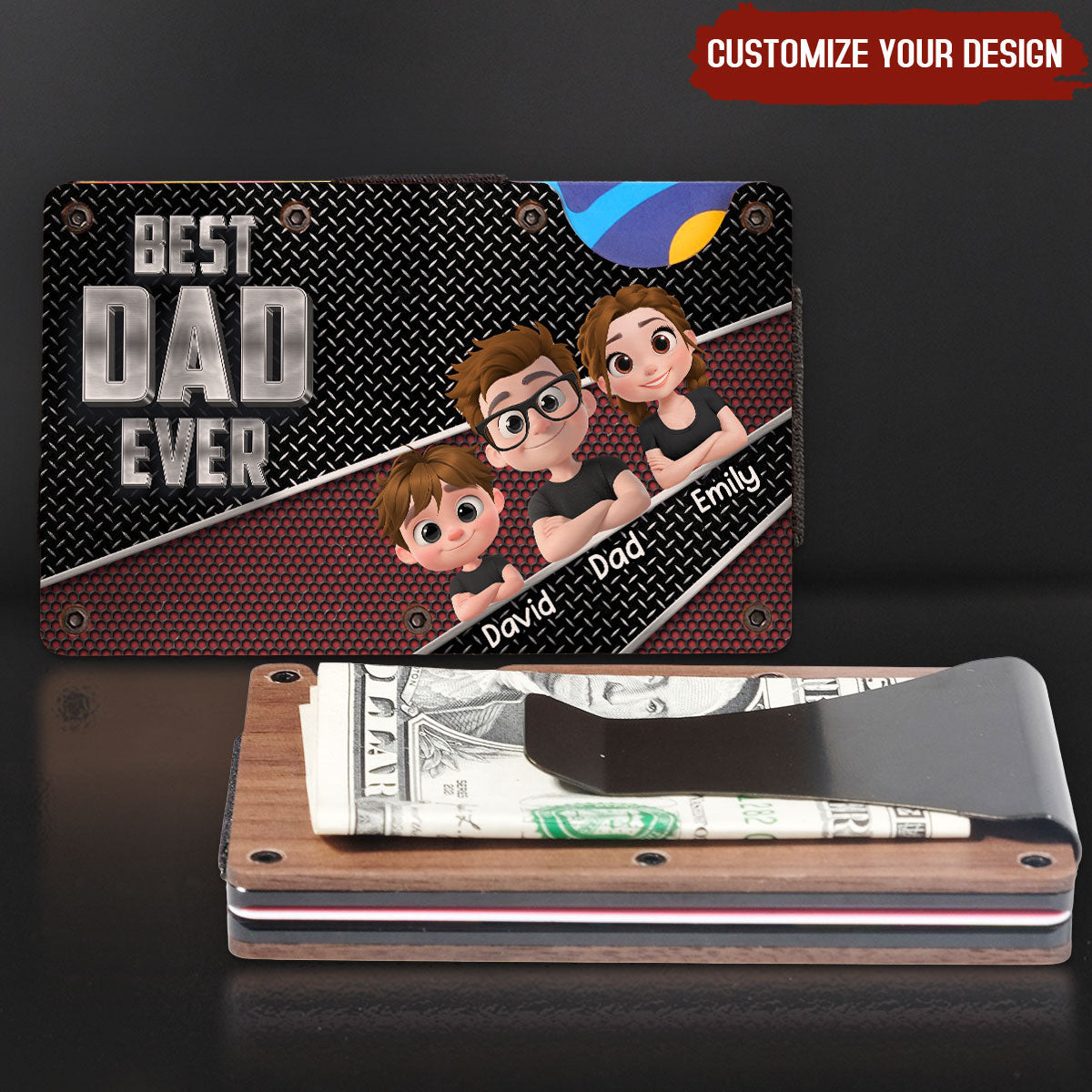 Best Daddy Ever - Personalized Custom Wooden Card Holder