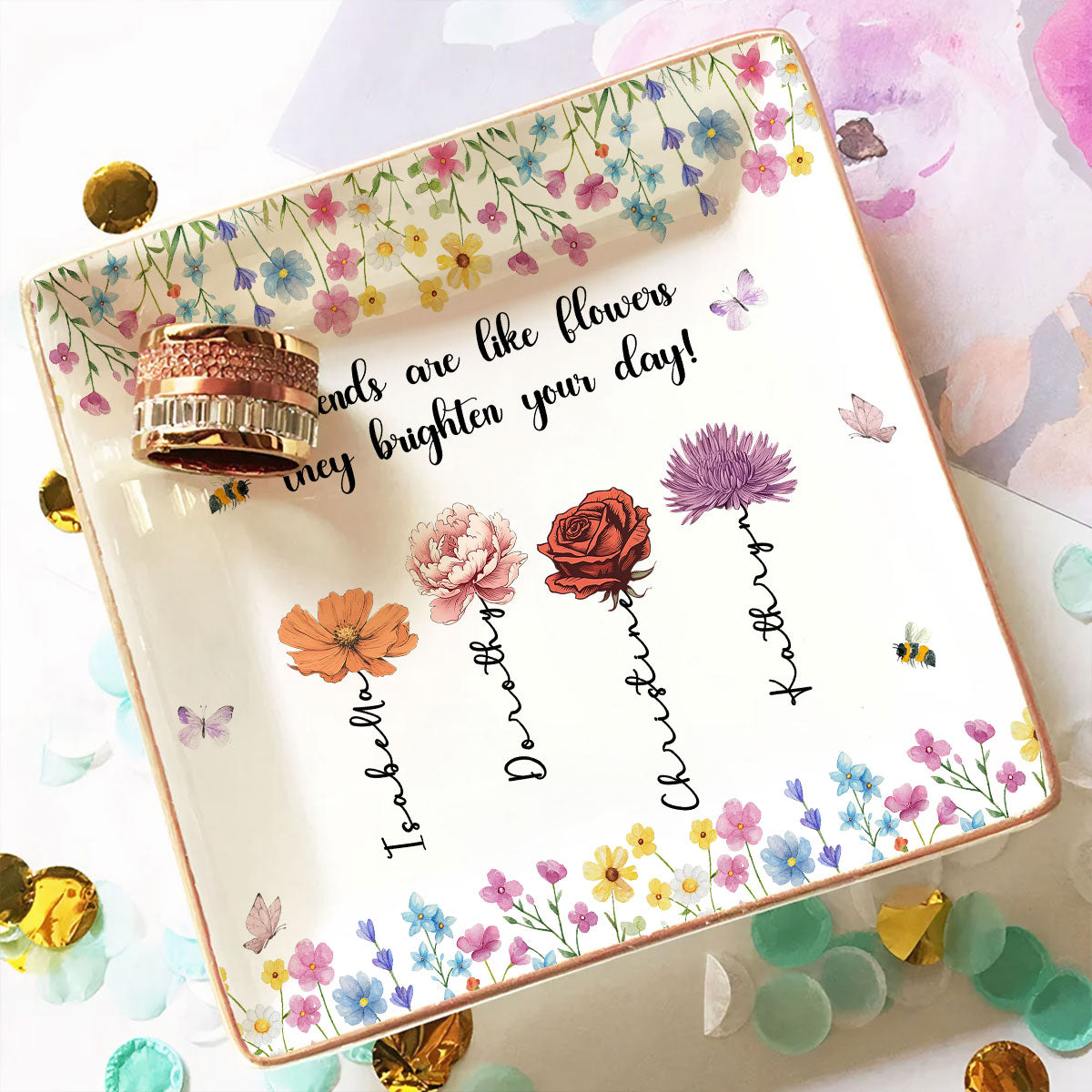 Friendship Grows With Gentle Care - Personalized Custom Jewelry Dish