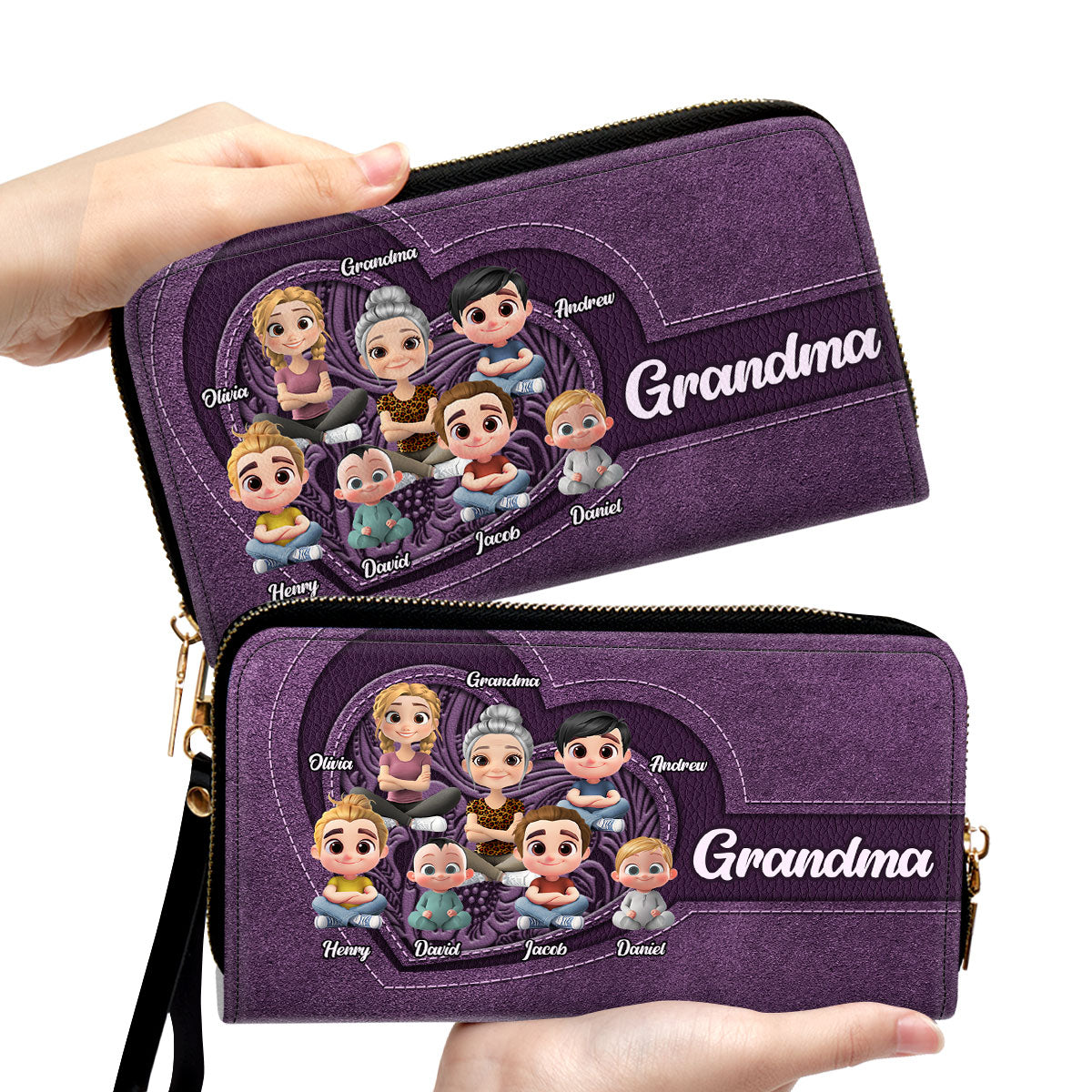 Grandma Butterfly - Personalized Custom Leather Wallet