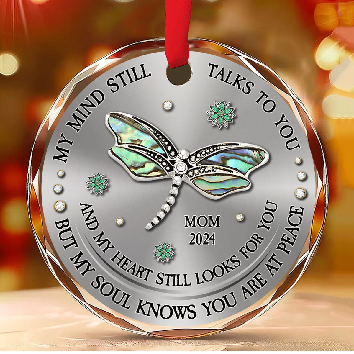 Dragonfly My Mind My Heart My Soul - Personalized Custom Glass Ornament
