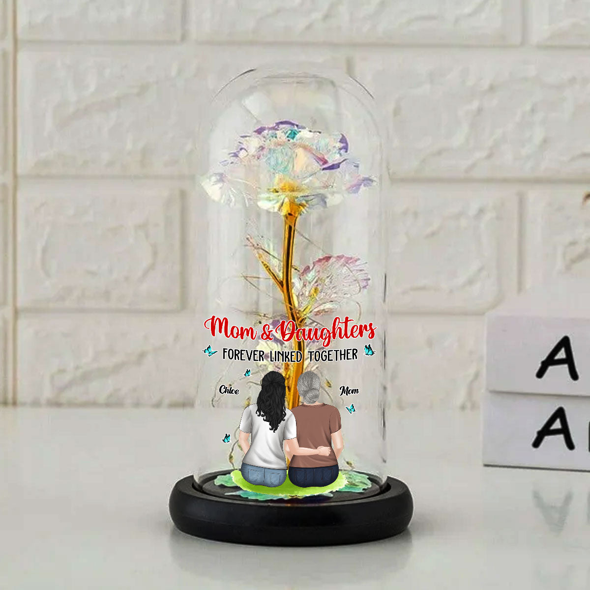 Mom And Lovely Daughter - Personalized Custom Sparkly Rose