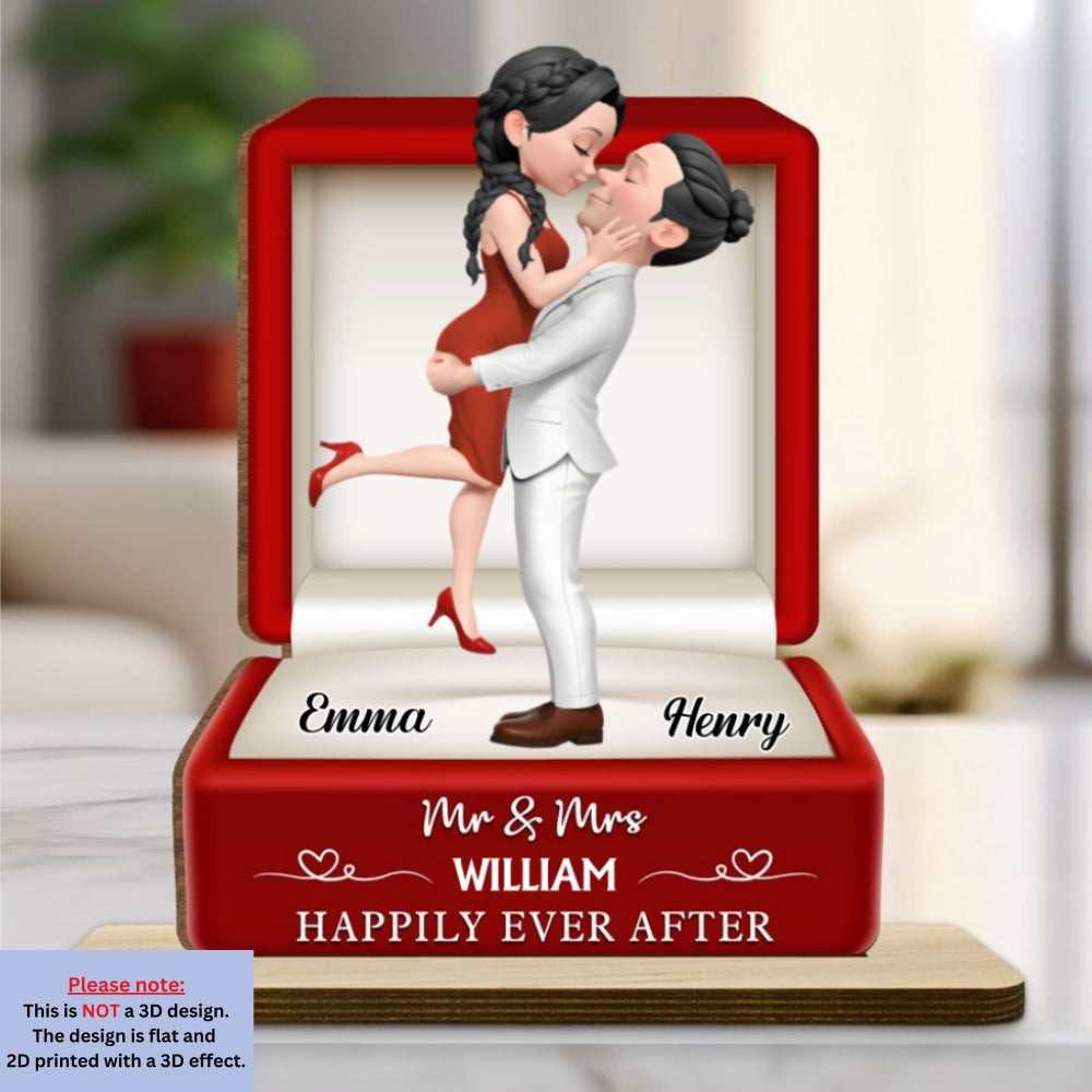 The Year We Married - Personalized Custom 2-Layer Wood Plaque With Flat Base