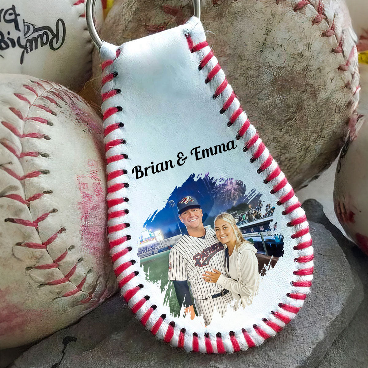 Best Catch - Personalized Custom Leather Baseball Keychain