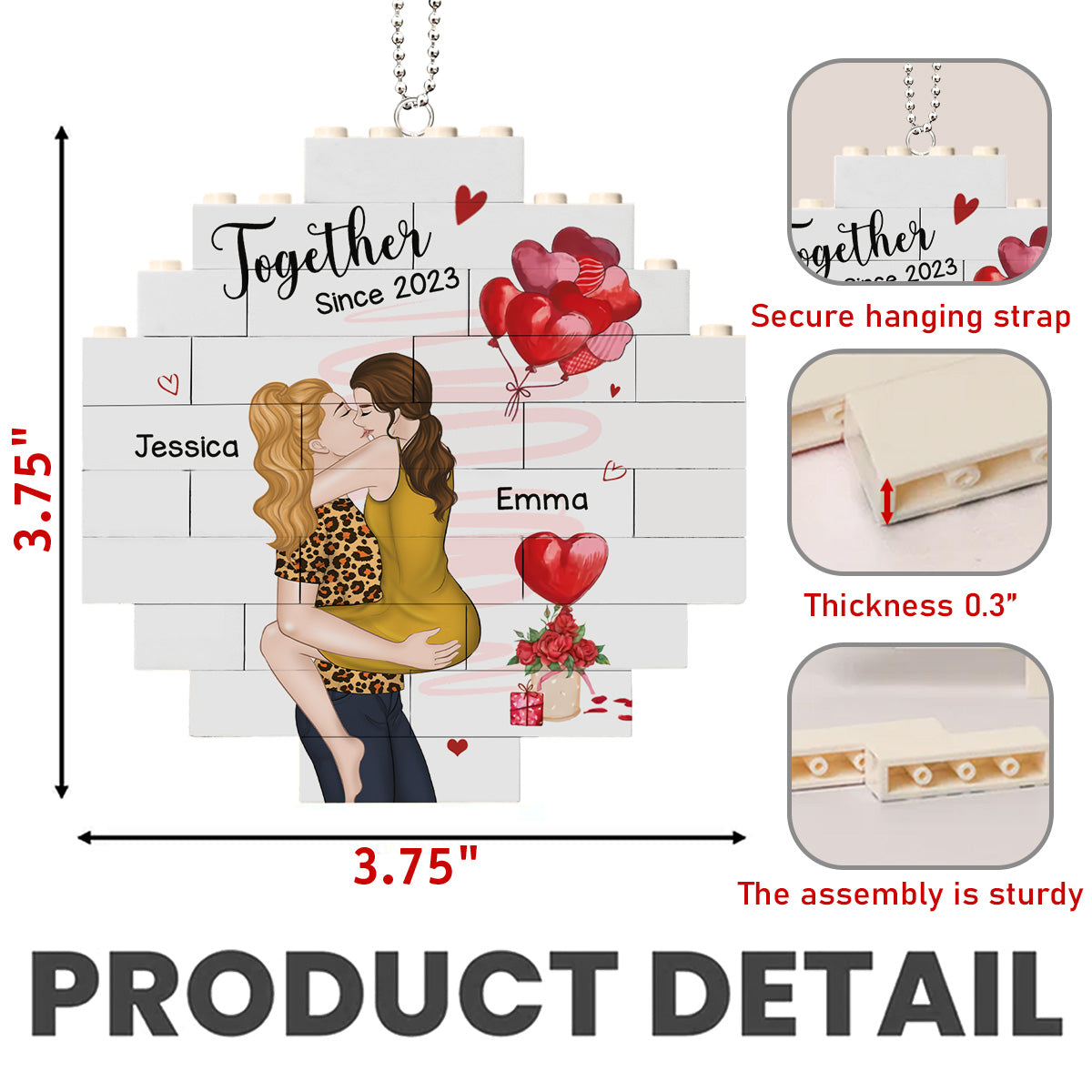 Love Is Love - Personalized Custom Puzzle Car Ornament