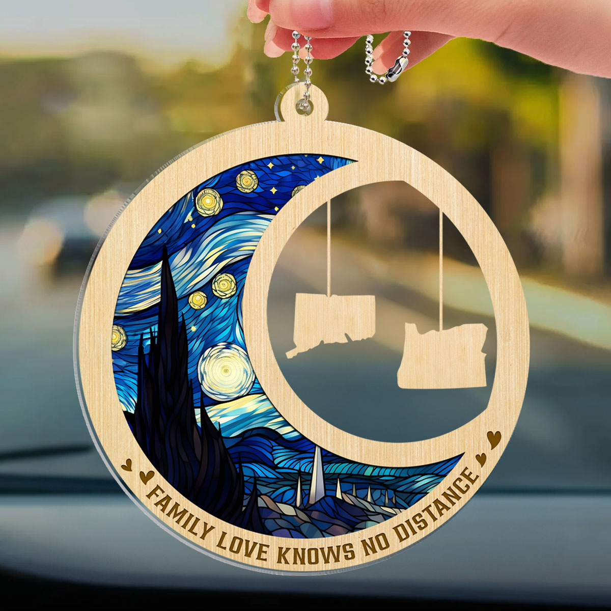 Family Love Knows No Distance Ver 2 - Personalized Custom Car Ornament