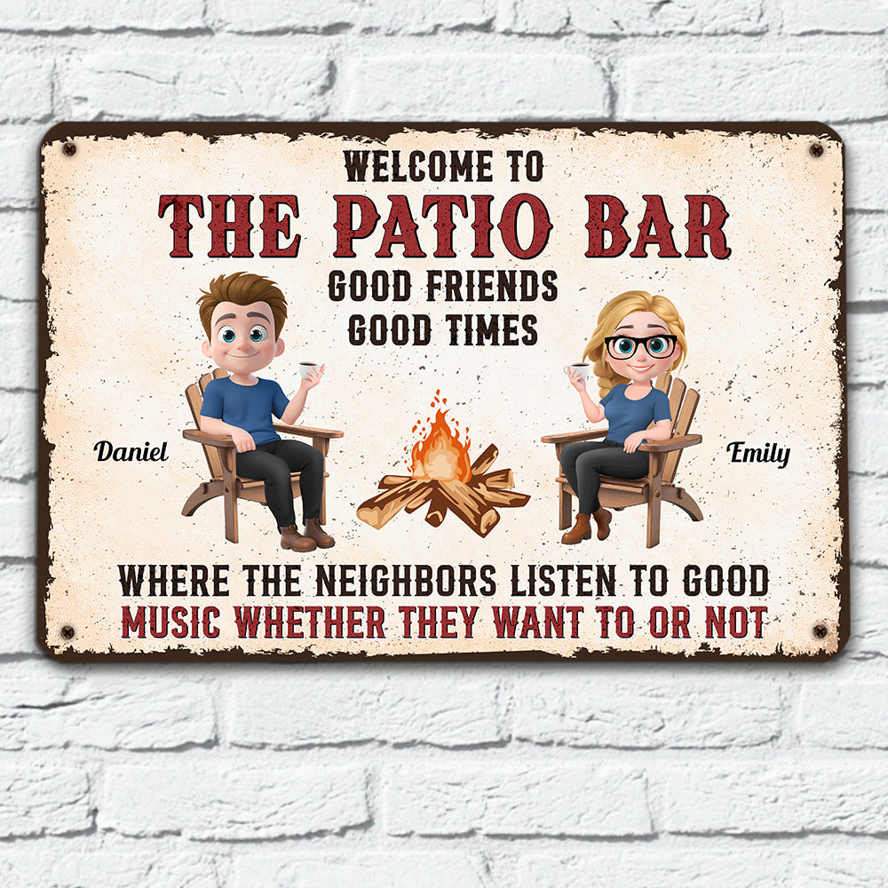 Patio Grilling Listen To The Good Music - Personalized Custom Metal Sign