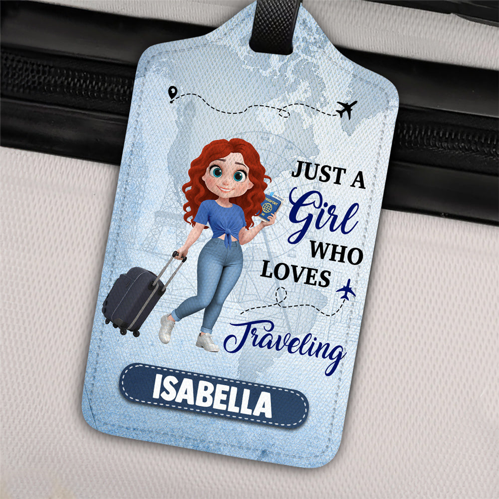 Just A Girl Who Loves Traveling Cartoonize - Personalized Custom Luggage Tag