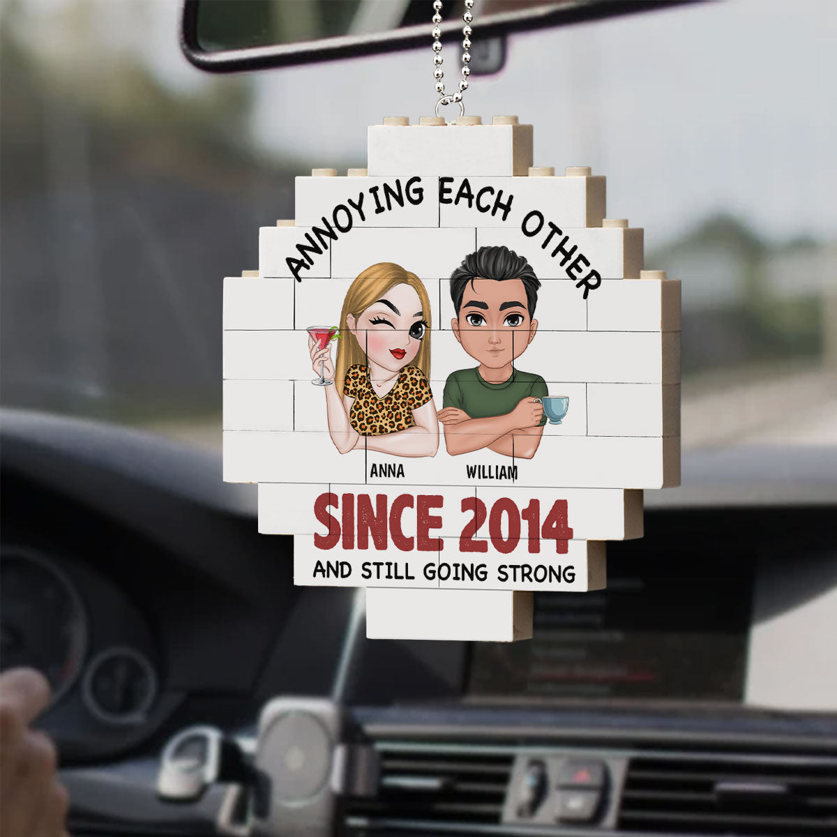Annoying Each Other - Personalized Custom Puzzle Car Ornament