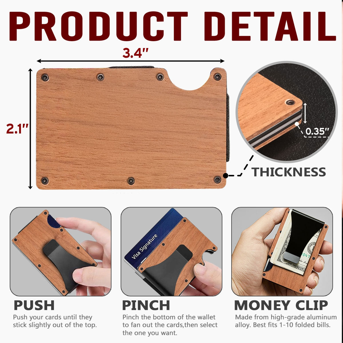 The Best Dad Ever - Personalized Custom Engraved Wooden Card Holder