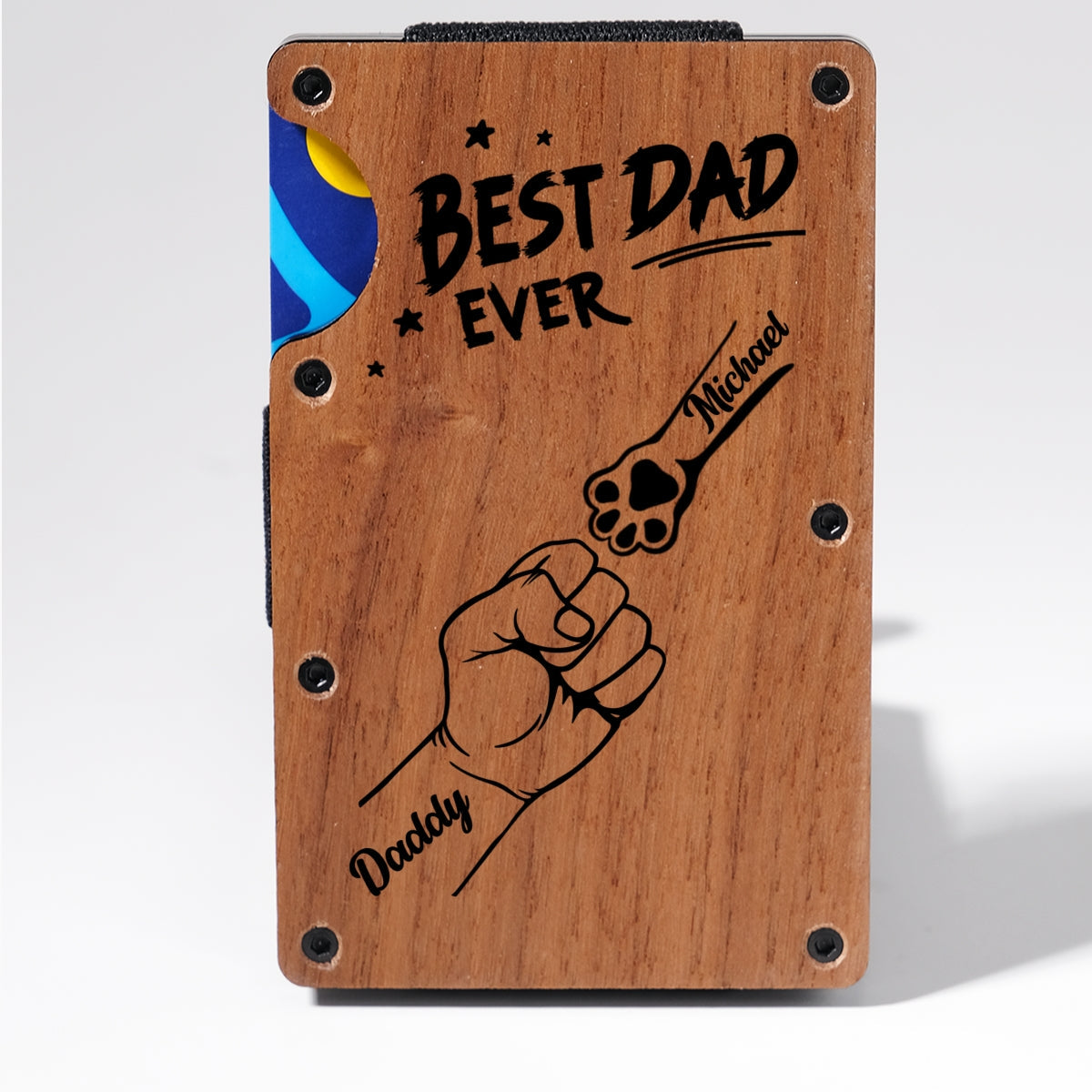 The Best Dad Ever - Personalized Custom Engraved Wooden Card Holder