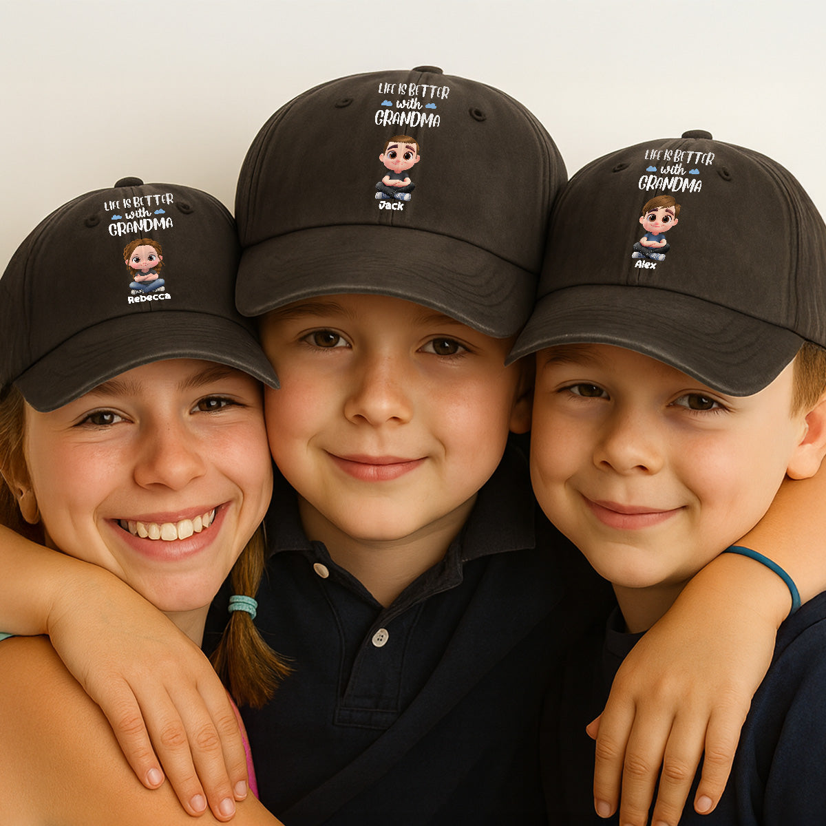 Life Is Better With Grandma - Personalized Custom Vintage Washed Denim Cap