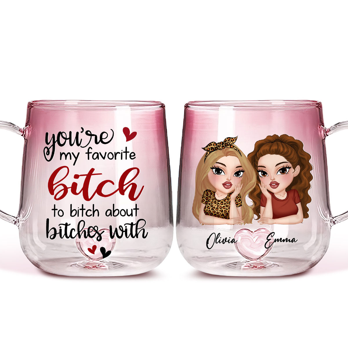 You Are My Favorite - Personalized Custom Pink Gradient Glass Mug