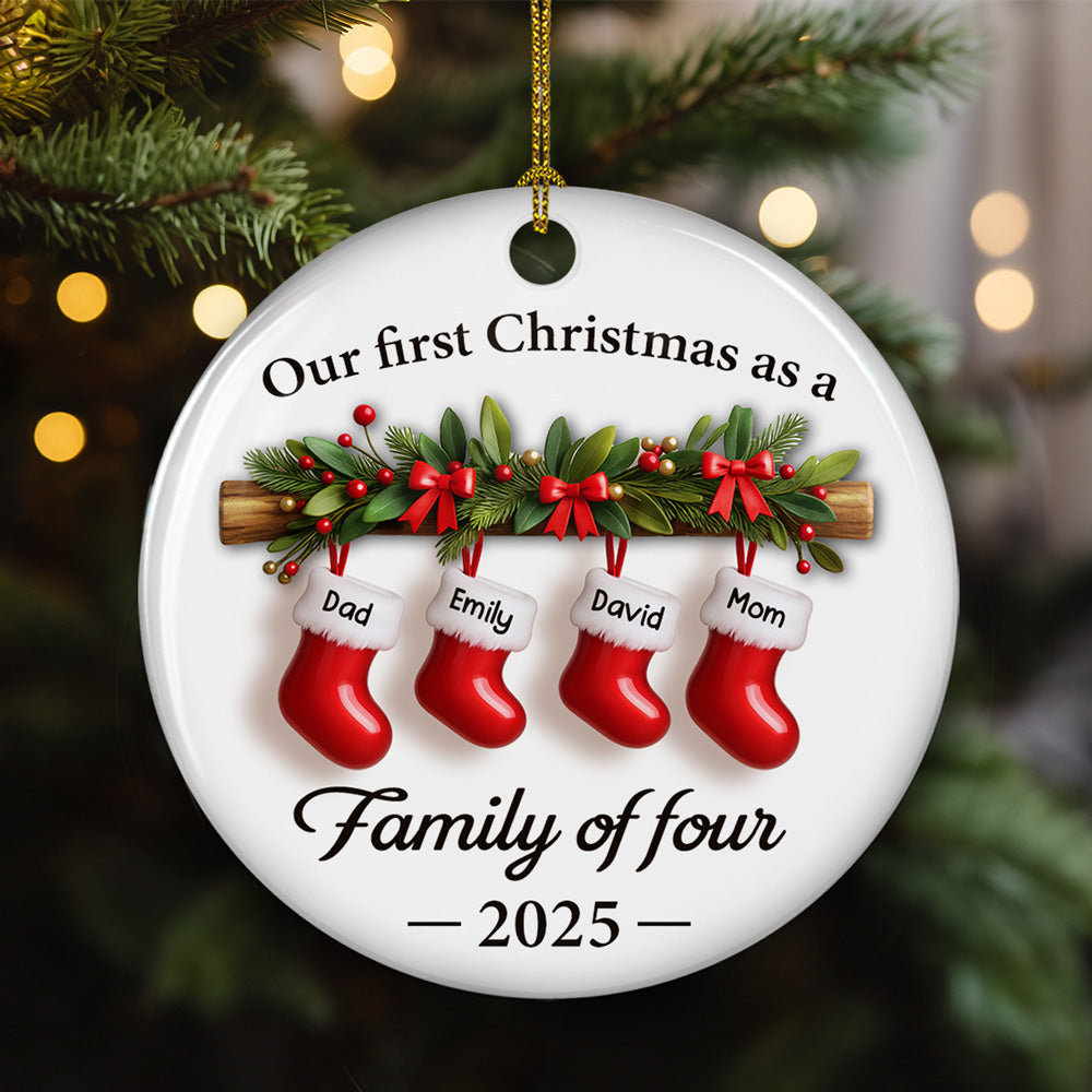 Little Stockings Big Love - Personalized Custom 3D Effect Ceramic Ornament