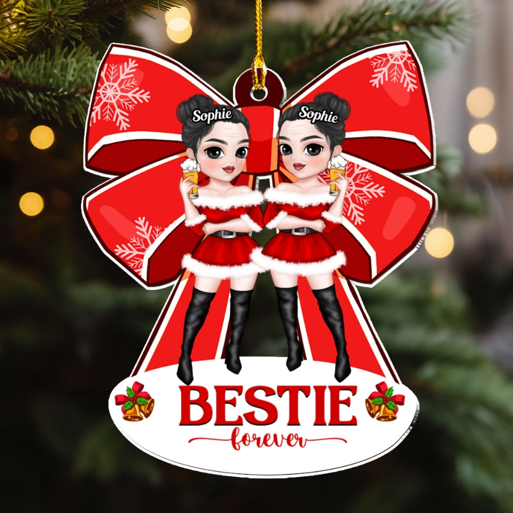 Besties With Bowtie - Personalized Custom Acrylic Ornament