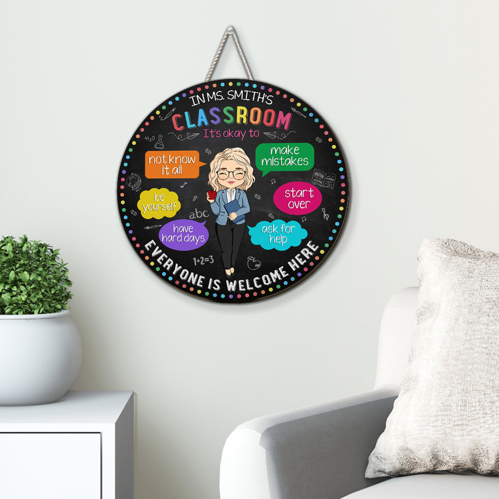 In My Classroom Everything Is Okay - Personalized Custom Wood Sign