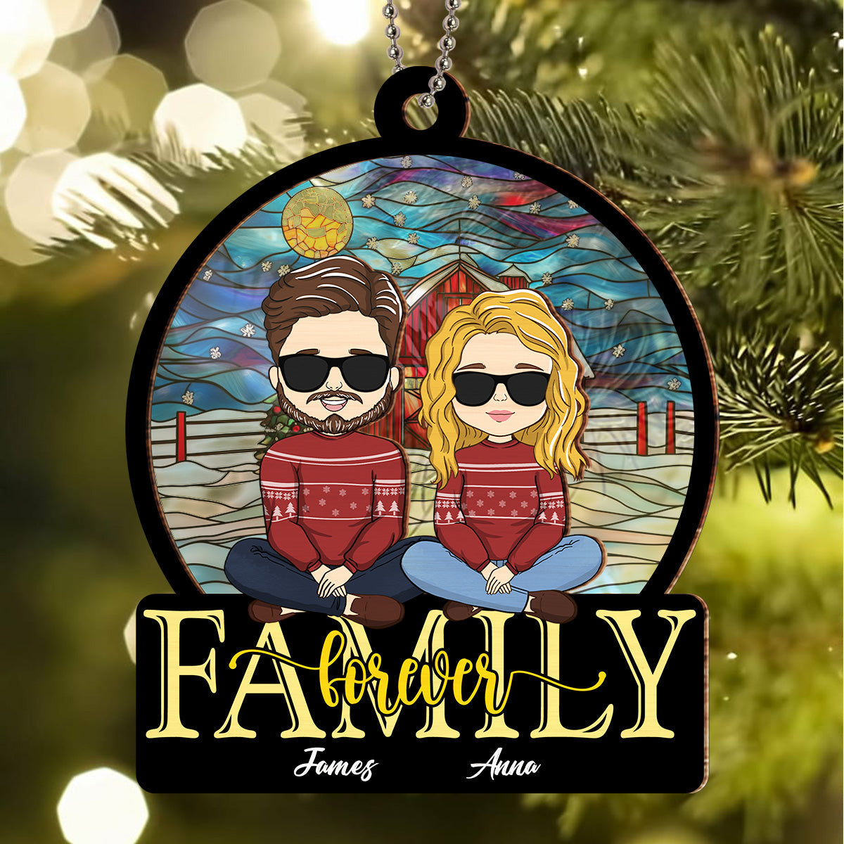Family Forever - Personalized Custom Suncatcher Ornament