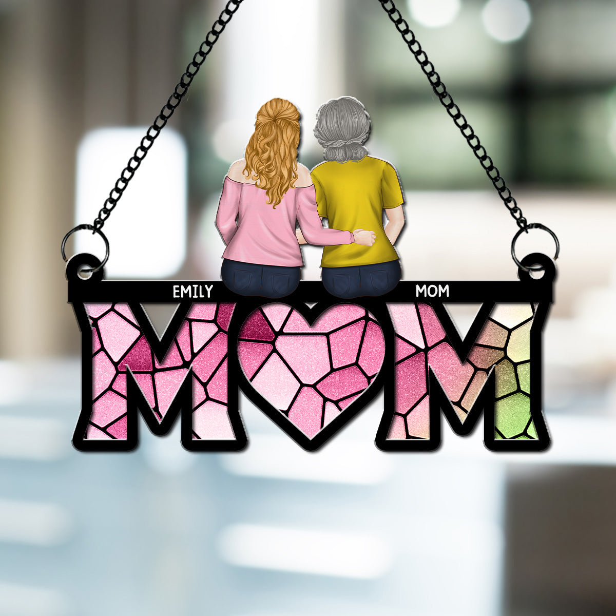 Mommy And Daughter - Personalized Custom Suncatcher
