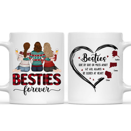 Side By Side Or Miles Apart - Personalized Custom Mug