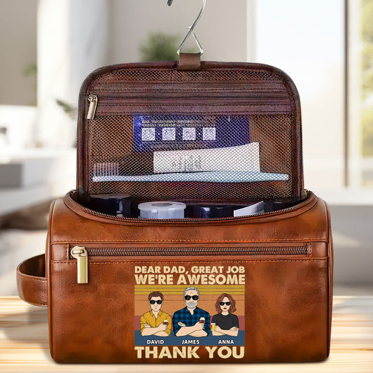 We Are Awesome - Personalized Custom Leather Toiletry Bag