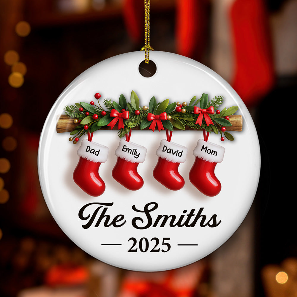 Family Christmas - Personalized Custom Ceramic Ornament